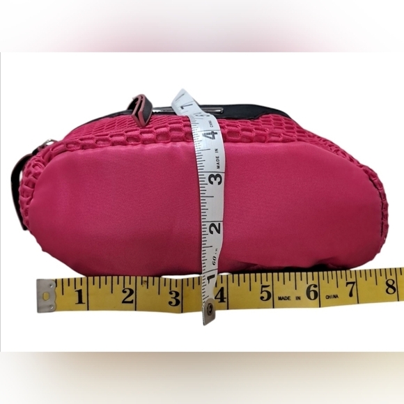 Mesh Pink and Black Backpack with Textured Design - Picture 10 of 11